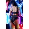 Metallic Mesh Print Caged Bralette & Cutout Panty Se
