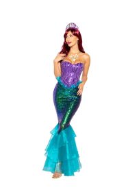 Oceanic Elegance Ensemble (Color: Purple/Aqua, size: S)