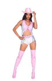 Space Cowgirl Babe Set (Color: Pink/Silver, size: S)