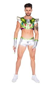 Infinity Space Voyager Men's Costume (Color: Silver/Green/Purple, size: S)