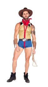 Playful Sheriff Men's Costume Set (Color: Yellow/Red/Blue, size: S)