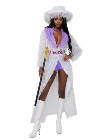 High Roller Lady Pimp Set (Color: White/Lavender, size: S)