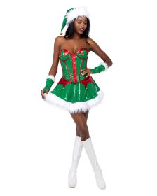 Santa's Elf Enchantment Set (Color: Green/Red/White, size: S)