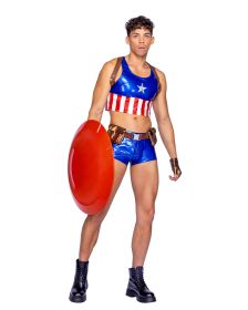 Hunky American Hero Set (Color: Blue/Red/Brown, size: S)