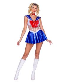 Moonlit Sailor Set (Color: Blue/White/Red, size: S)