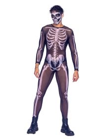 Sexy Skeleton Bodysuit (Color: Black/White, size: S)