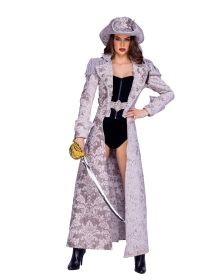 Deluxe Pirate Queen Set (Color: Grey/Black, size: M)