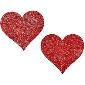 Midnight Heart Glitter Pasties (size: Red)