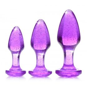 Glitter Gem Butt Plug Set (Color: Purple, size: Glitter)