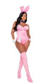 Marabou Trim Bunny Ensemble (Color: Black, size: XS)