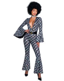 Playboy Disco Fever Bodysuit (Color: Silver/Black, size: S)